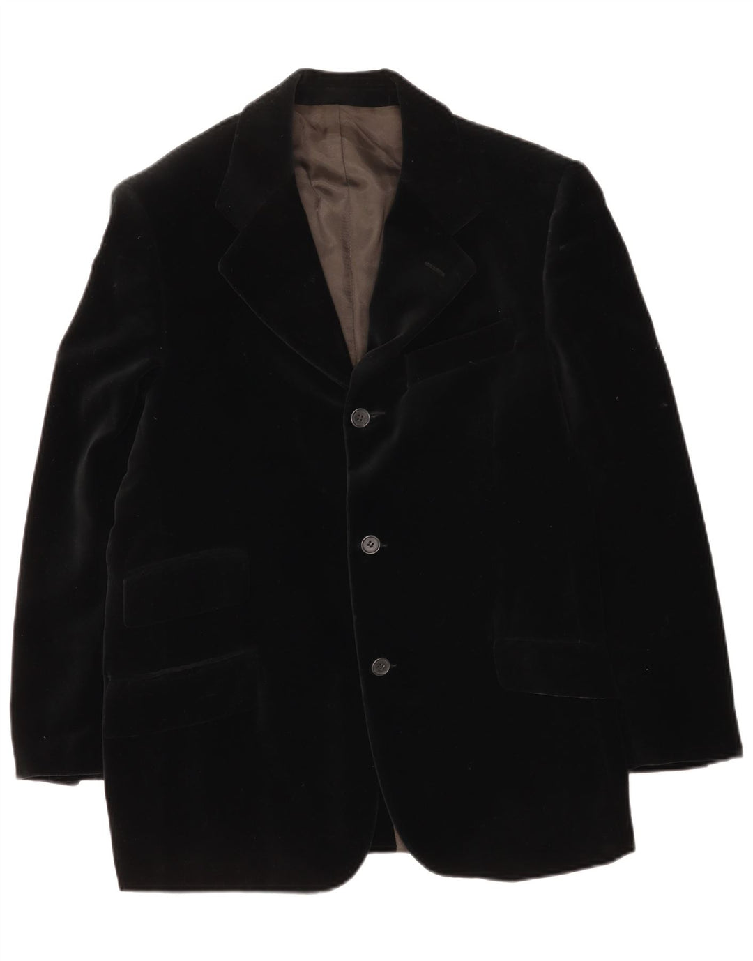 Vintage Herren 3-Knopf-Samt-Blazerjacke UK 38 Mittelschwarz