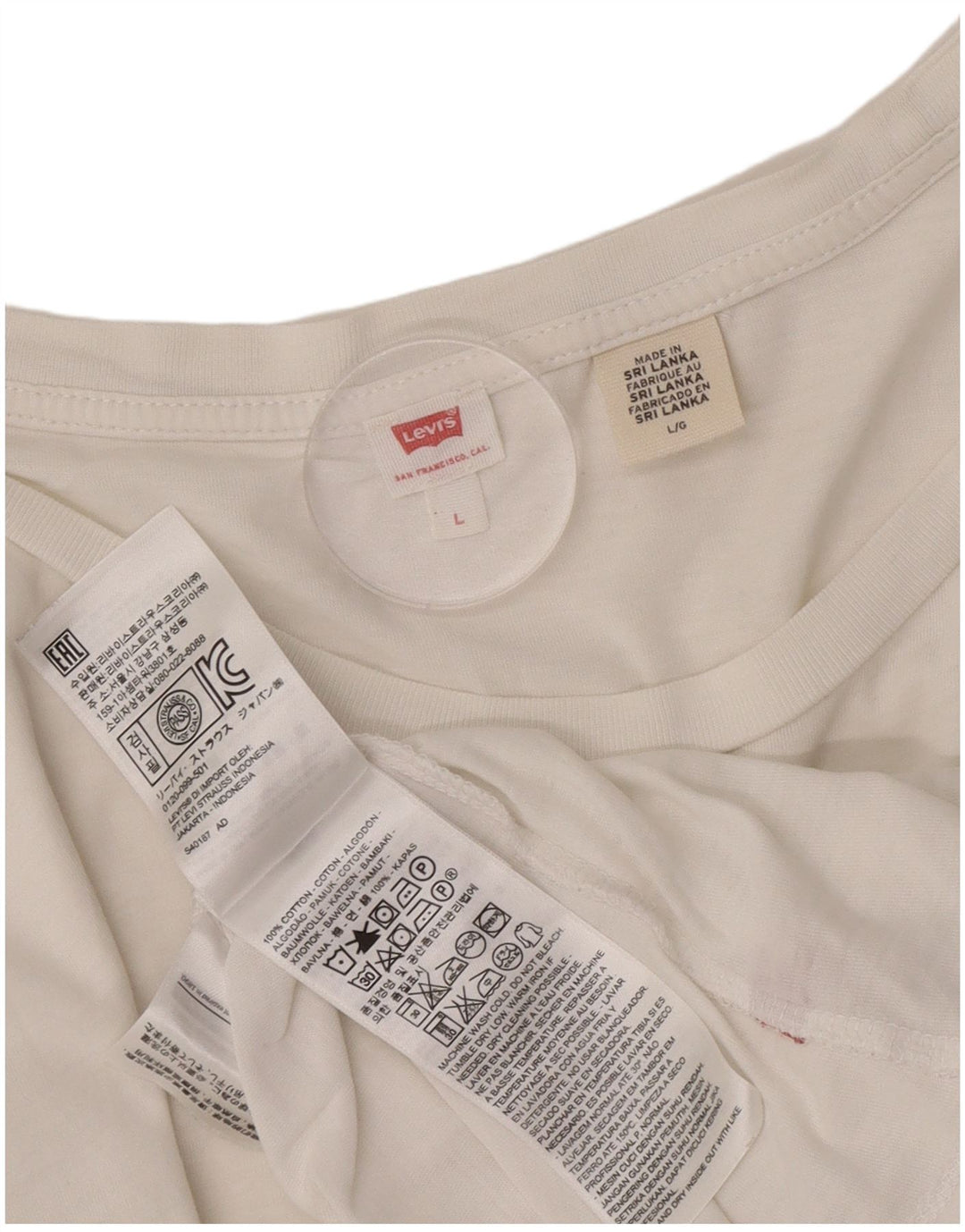 Levi's Damen T-Shirt Top UK 16 Large Weiße Baumwolle