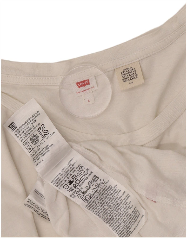 Levi's Damen T-Shirt Top UK 16 Large Weiße Baumwolle