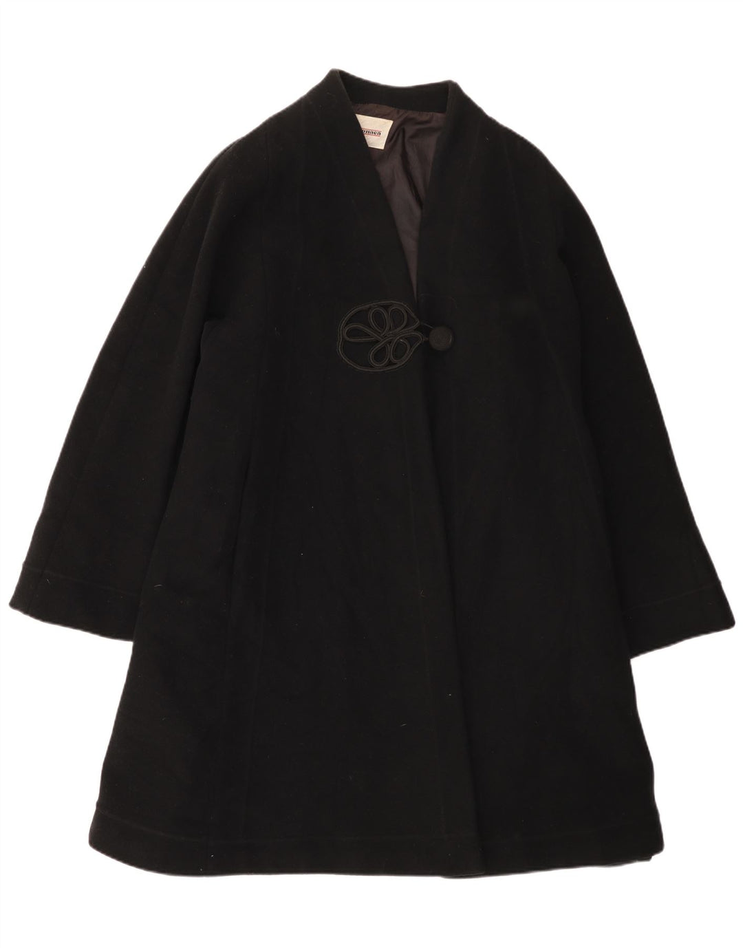 Vintage Damen Übergroßer Mantel UK 12 Mittelschwarze Wolle