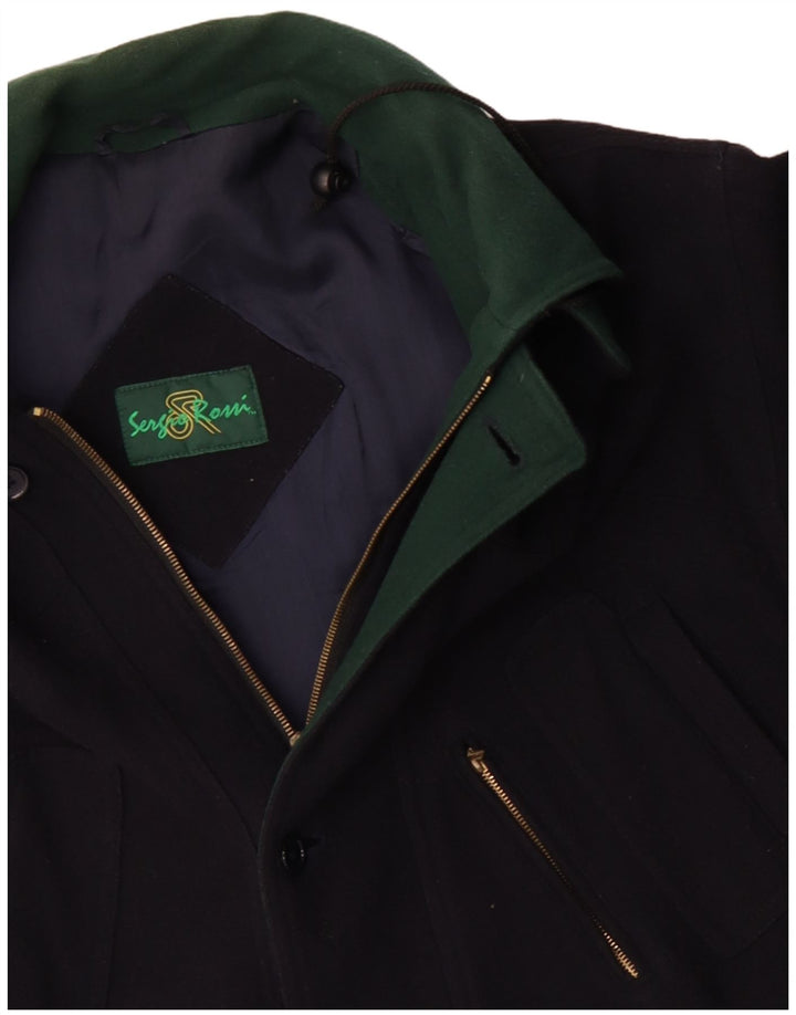 VINTAGE Herrenmantel UK 42 XL Marineblaue Wolle