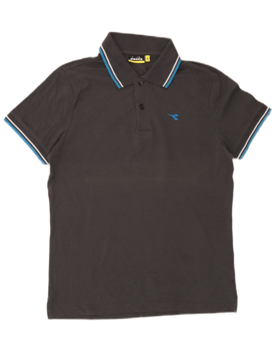 Diadora Herren-Poloshirt, klein, grau gestreift, Baumwolle