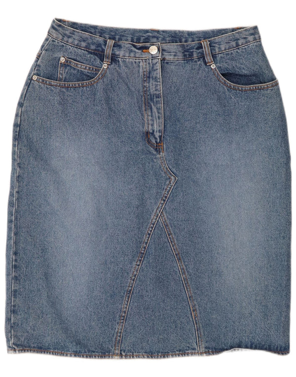 VINTAGE Damen Jeansrock mit hoher Taille, UK 18, XL, W32, Blau