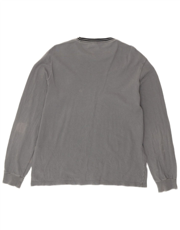 FRED PERRY Herren-Top, langärmelig, mittelgraue Baumwolle
