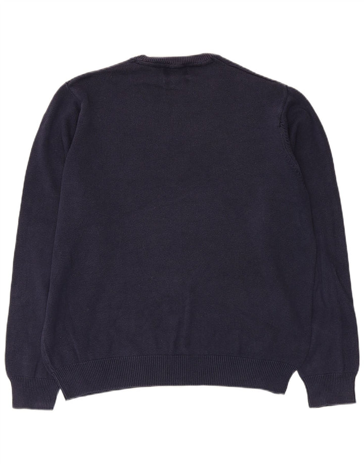 Marks & Spencer Herren-Pullover mit Rundhalsausschnitt, mittelmarineblaue Baumwolle