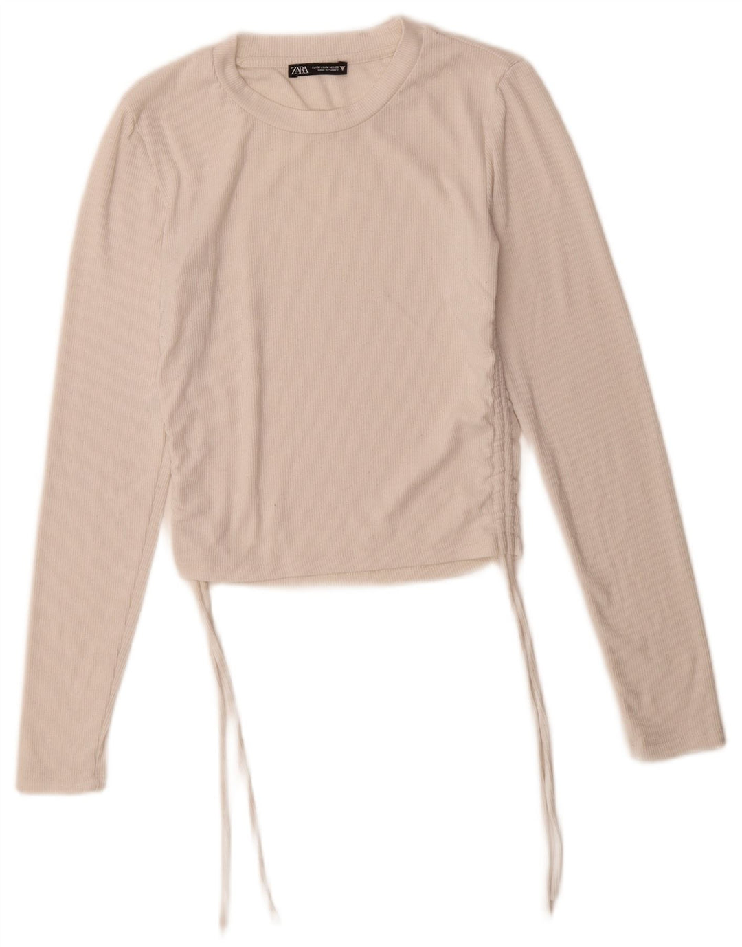 Zara Damen Crop Top Langarm UK 14 Mittelweiß