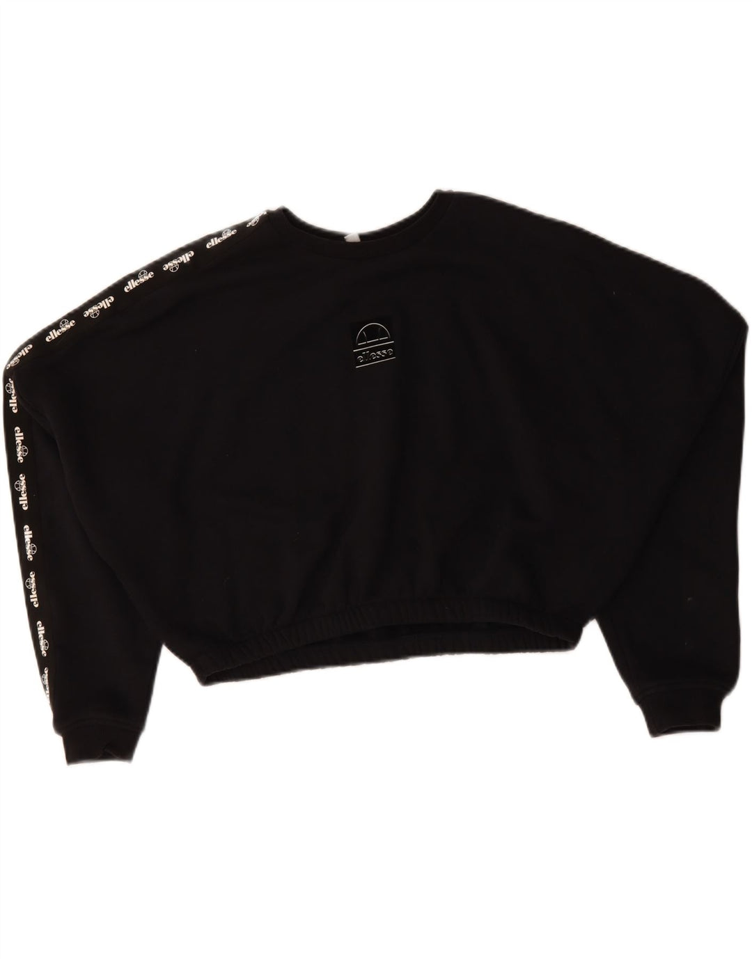 ELLESSE Womens Oversized Crop Sweatshirt Jumper UK 14 Medium  Black Vintage Ellesse and Second-Hand Ellesse from Messina Hembry 