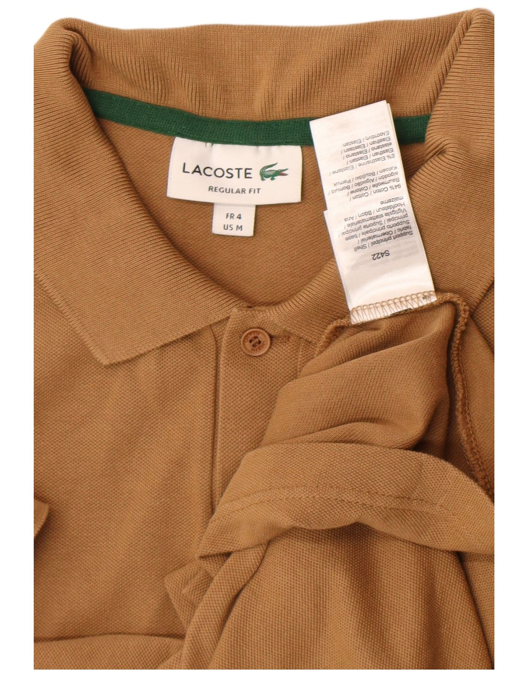 Lacoste Herren-Poloshirt mit grafischer regulärer Passform, Größe 4, mittelbraun, Farbblock