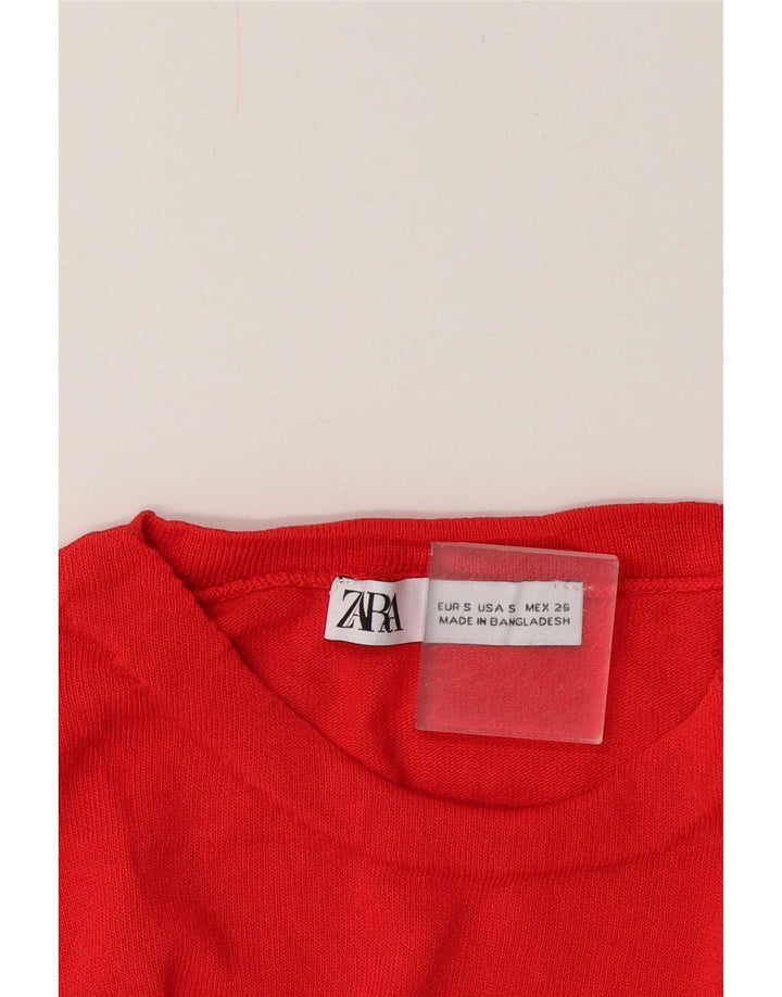 Zara Damen Bluse Top UK 10 Small Rot