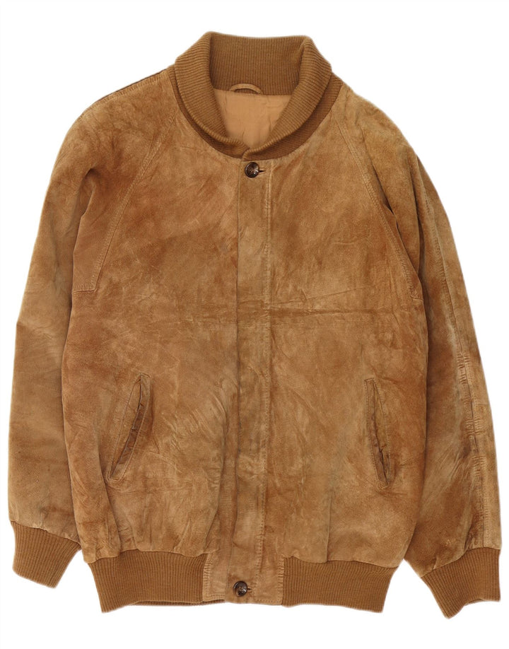 Vintage Herren Wildleder Bomberjacke IT 54 2XL Beige