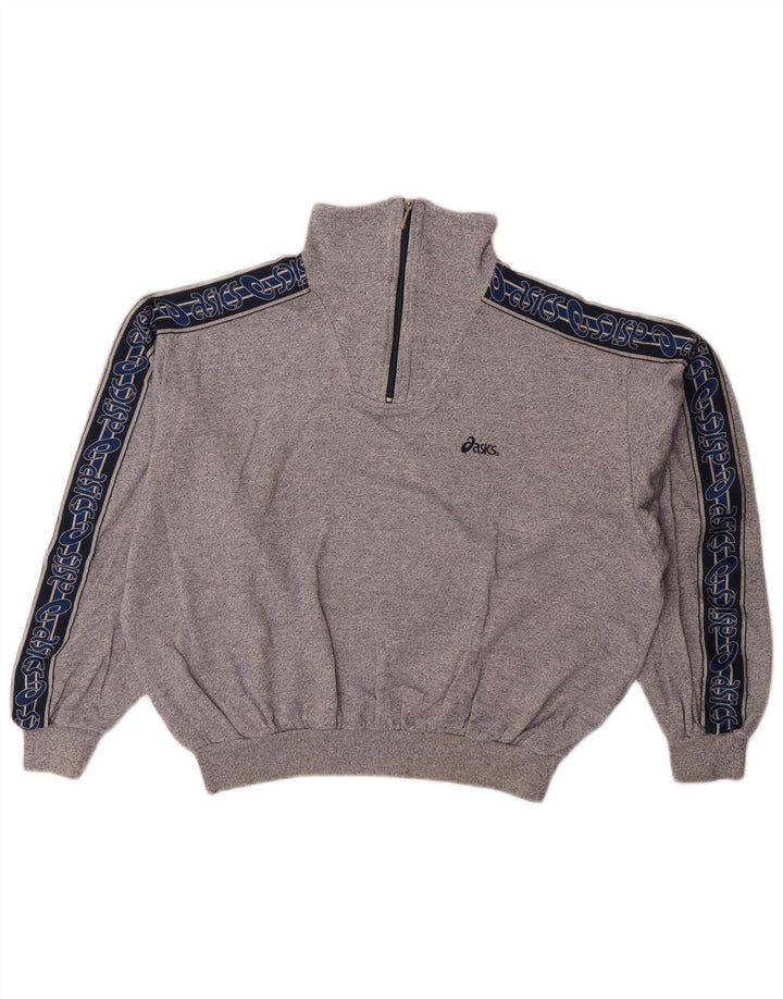 Asics Damen Grafik-Sweatshirt-Pullover UK 16 Large Grau Farbblock