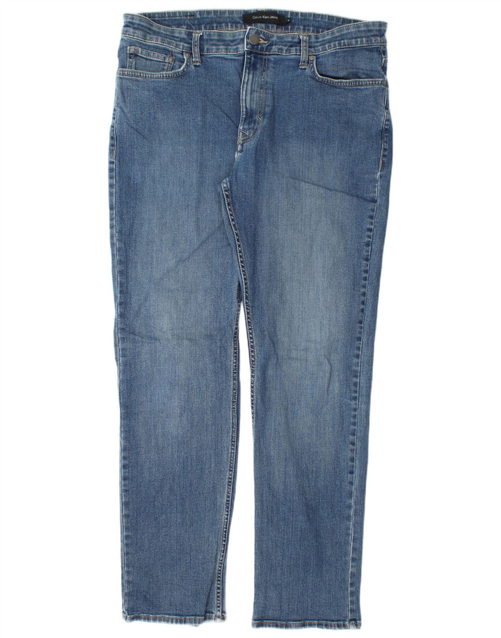CALVIN KLEIN Herren Straight Jeans W36 L32 Blaue Baumwolle