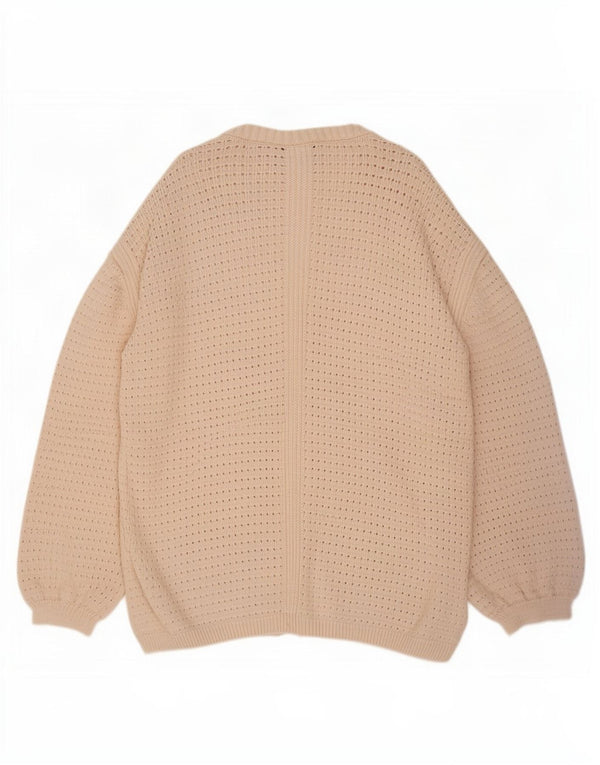 Marks & Spencer Damen Longline Open Cardigan Pullover UK 18 XL Beige Baumwolle