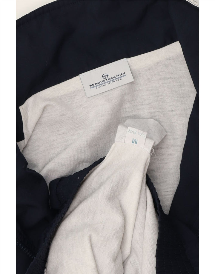 Sergio Tacchini Herren-Trainingsanzug-Oberteil-Jacke, mittleres Marineblau, Farbblock