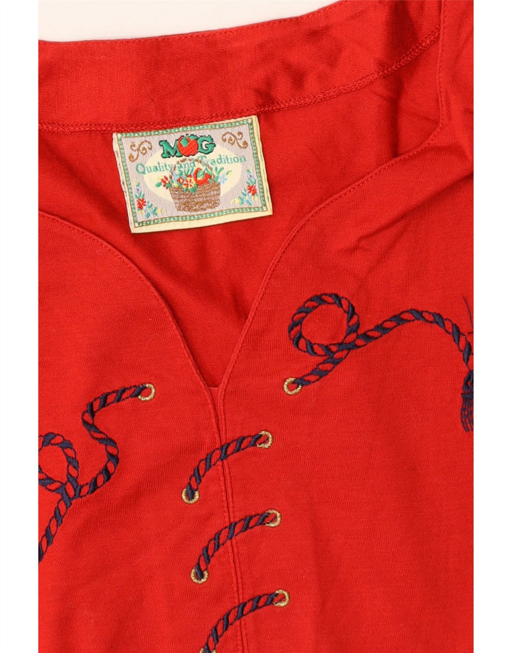 VINTAGE Womens Blouse Top IT 46 Large Red Cotton Vintage Vintage and Second-Hand Vintage from Messina Hembry 