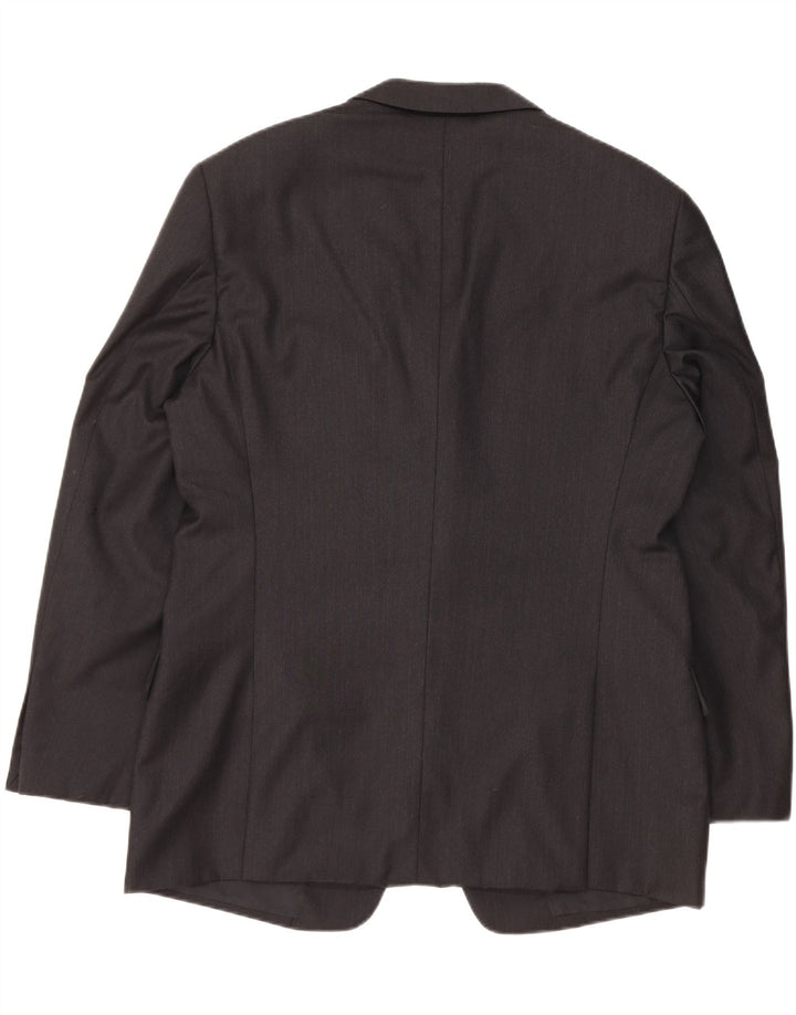 ARMANI COLLEZIONI Herren 3-Knopf-Blazerjacke IT 52 XL Schwarze Wolle