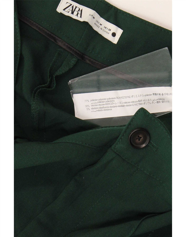 Gerade Freizeithose für Damen von Zara, mittelgroß, W28, L32, grün, Polyester