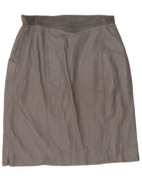 Vintage Damen High Waist Lederrock IT 48 XL W28 Graues Leder