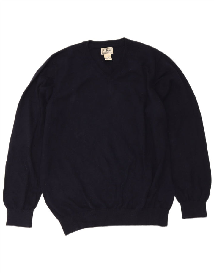 L.L.Bean Herren-Pullover mit V-Ausschnitt, groß, marineblau, Baumwolle