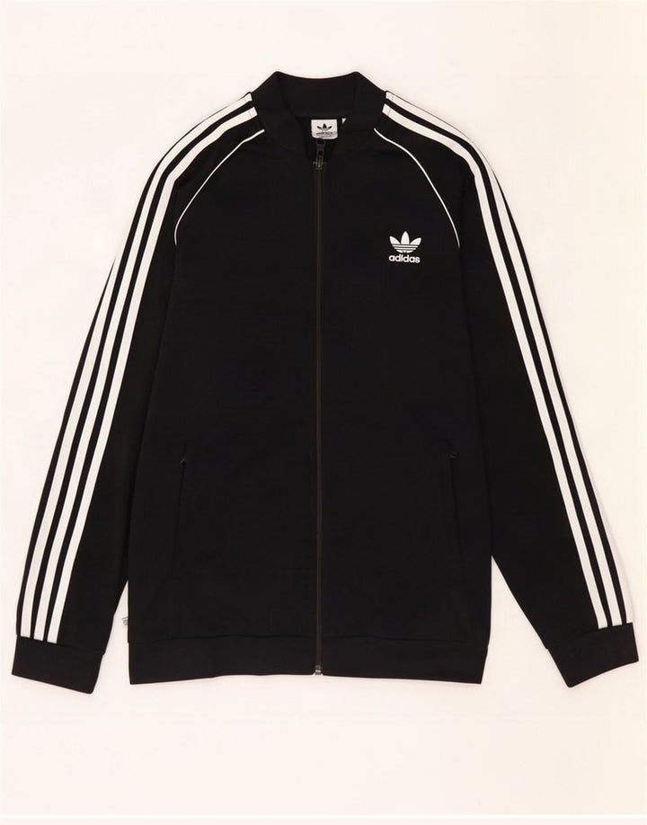 Adidas Jungen-Trainingsanzug, Top-Jacke, 15–16 Jahre, schwarzes Polyester