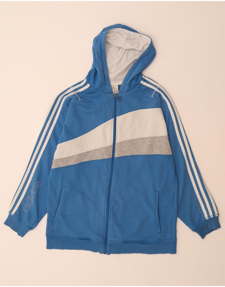 ADIDAS Herren-Kapuzenpullover mit grafischem Reißverschluss, UK 34/36, klein, blau, Farbblock
