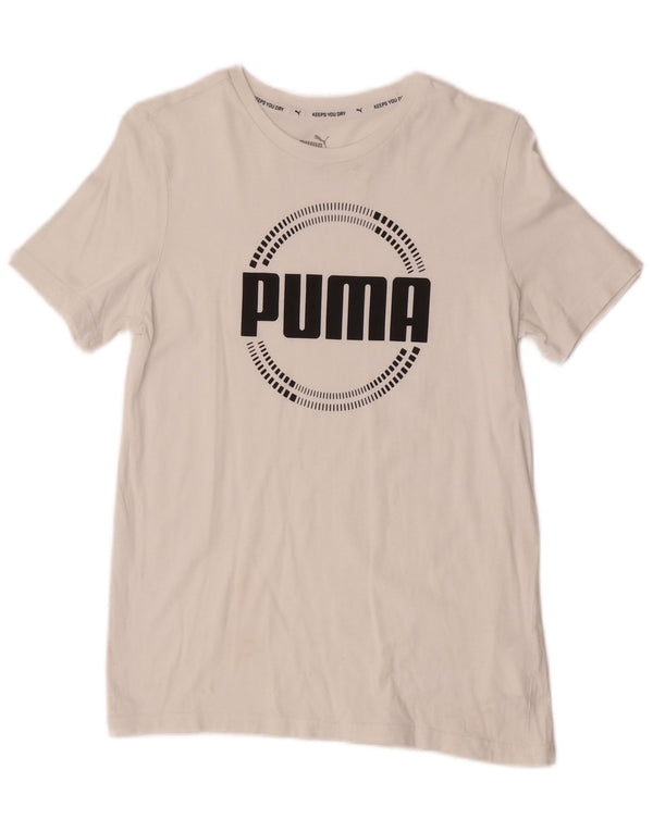Puma Jungen T-Shirt mit Grafik, 13–14 Jahre, weiße Baumwolle