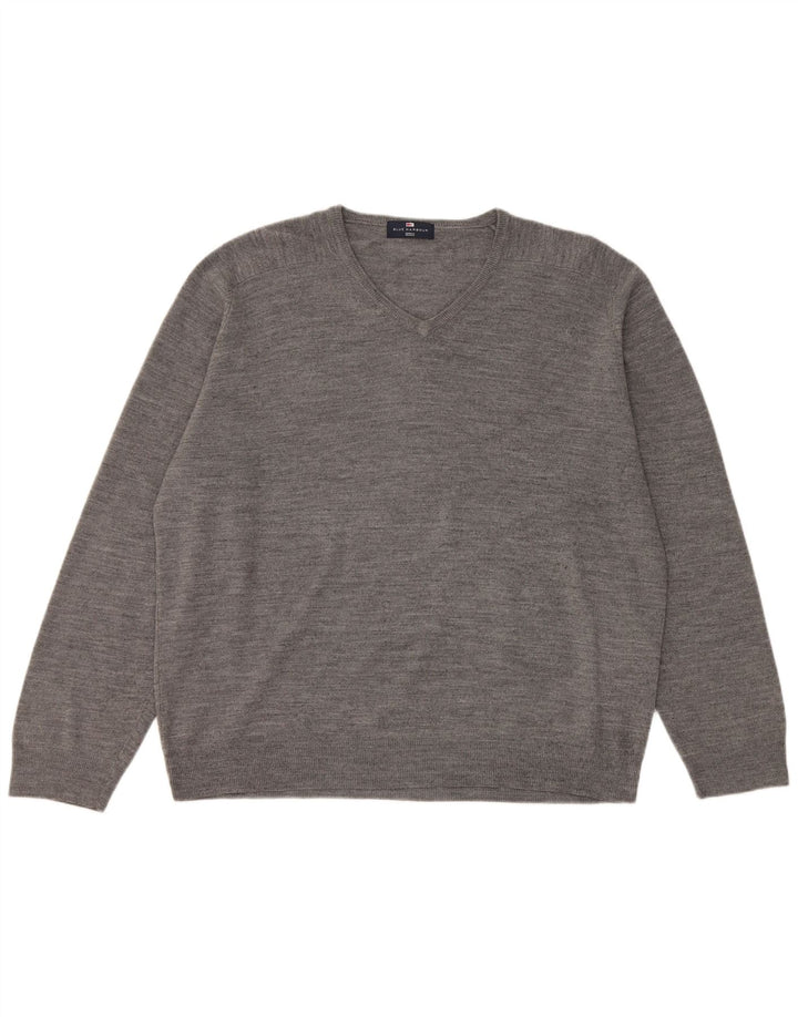 Marks & Spencer Herren-Pullover mit V-Ausschnitt, XL, graues Acryl