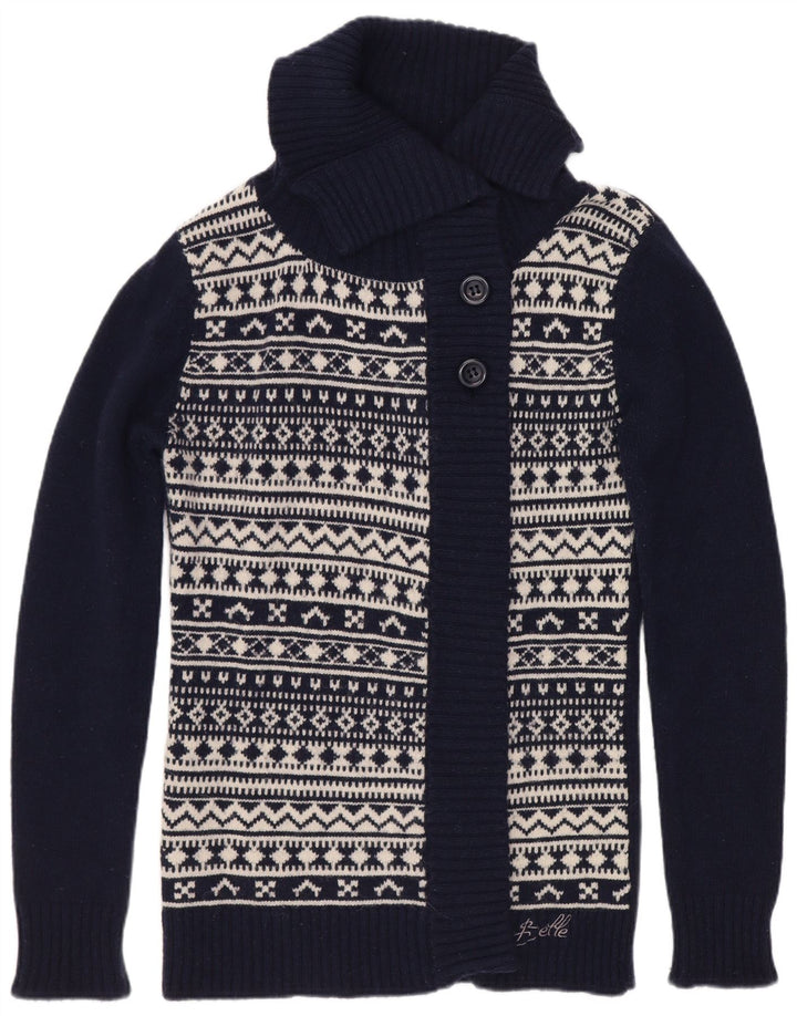 Carrera Damen-Cardigan-Pullover UK 12 Medium Navy Blue Geometrisch