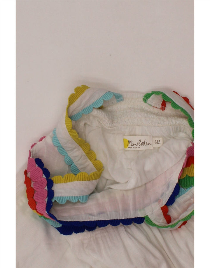 BODEN Ärmelloses Blusenoberteil für Mädchen, 7–8 Jahre, weiße Colourblock-Baumwolle