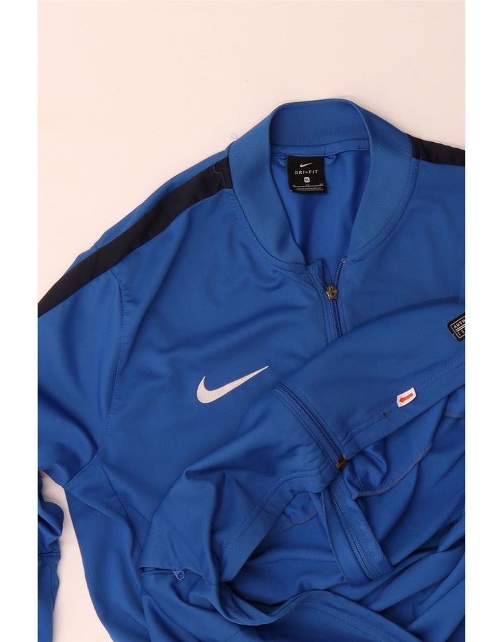 NIKE Herren Dri Fit Trainingsanzug Top Jacke XL Blau Colourblock Polyester