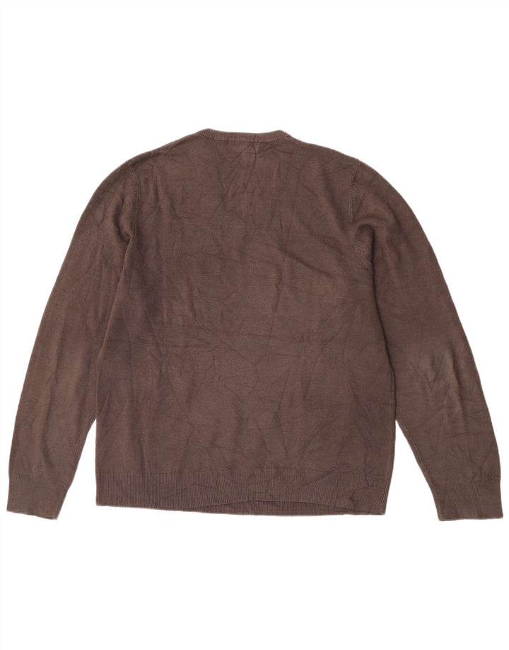 Marks & Spencer Herren Blauer Harbor-Pullover mit V-Ausschnitt Mittelbraun