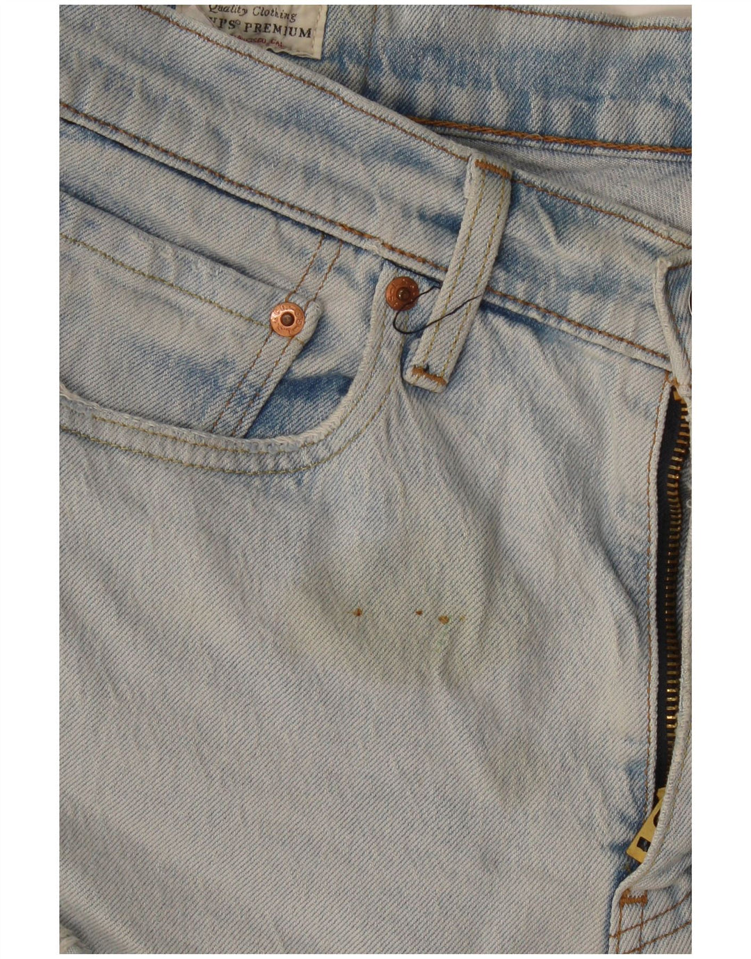 Levi's Damen 512 Denim Distressed Hot Pants W32 Große blaue Baumwolle