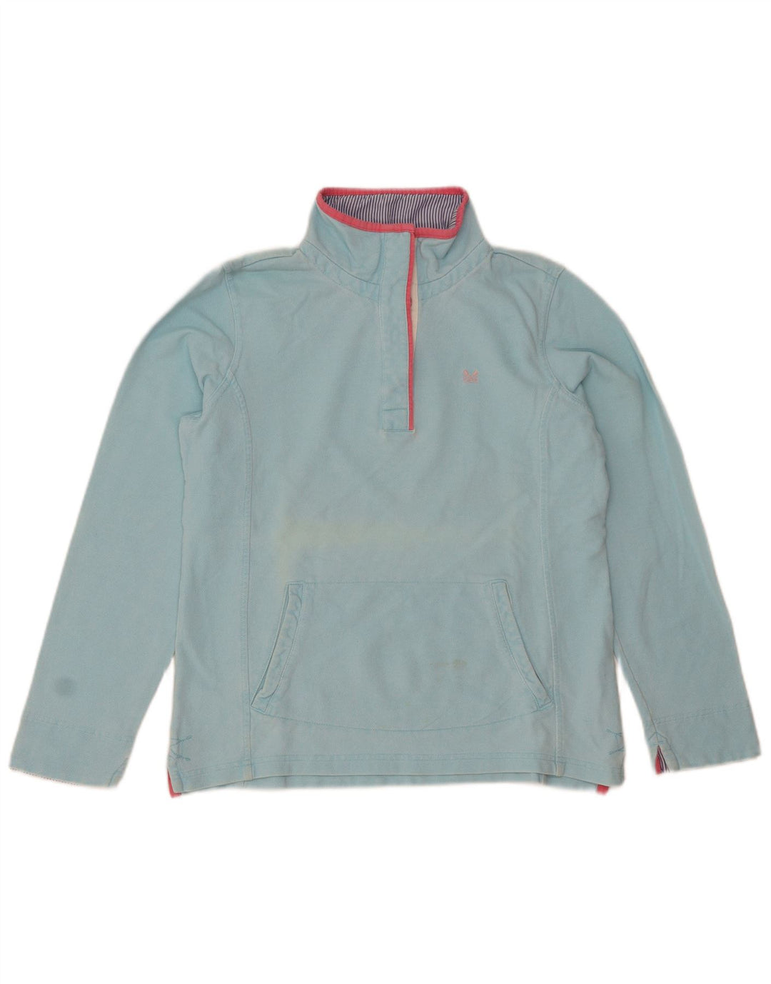 Crew Clothing Damen-Sweatshirt mit Knopfkragen, UK 12, mittelblaue Baumwolle