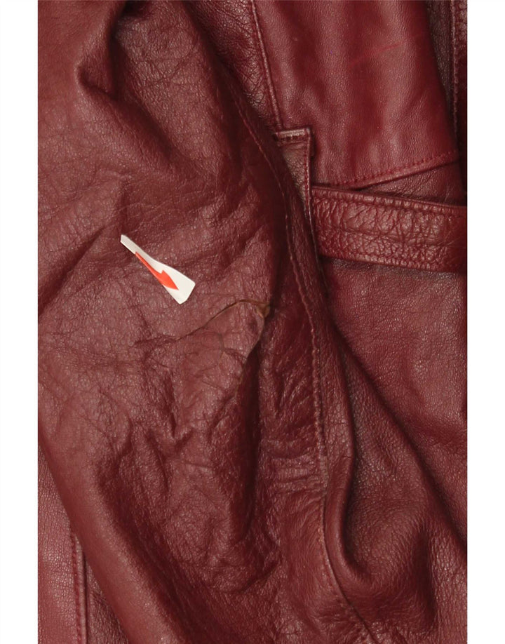 Vintage Womens Leather Coat IT 44 Medium Burgundy