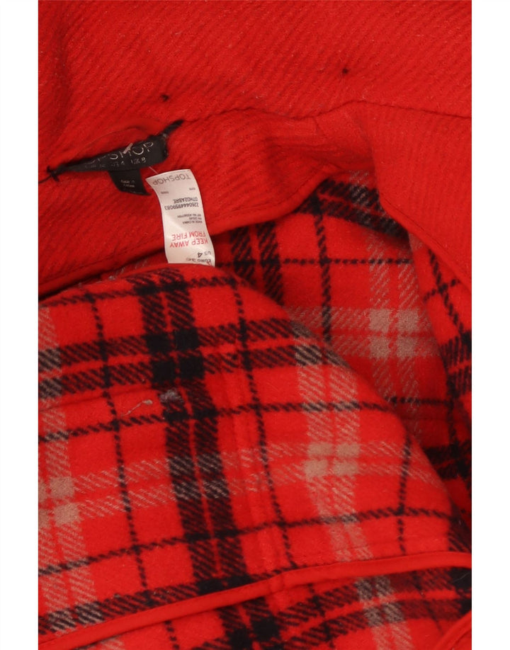 Topshop Damen-Dufflecoat mit Kapuze, UK 8, Größe S, rote Wolle