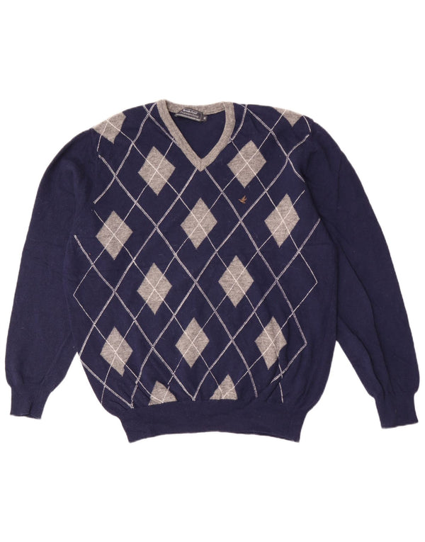 Brooksfield Herren-Pullover mit V-Ausschnitt IT 56 XL Marineblau Argyle/Diamant
