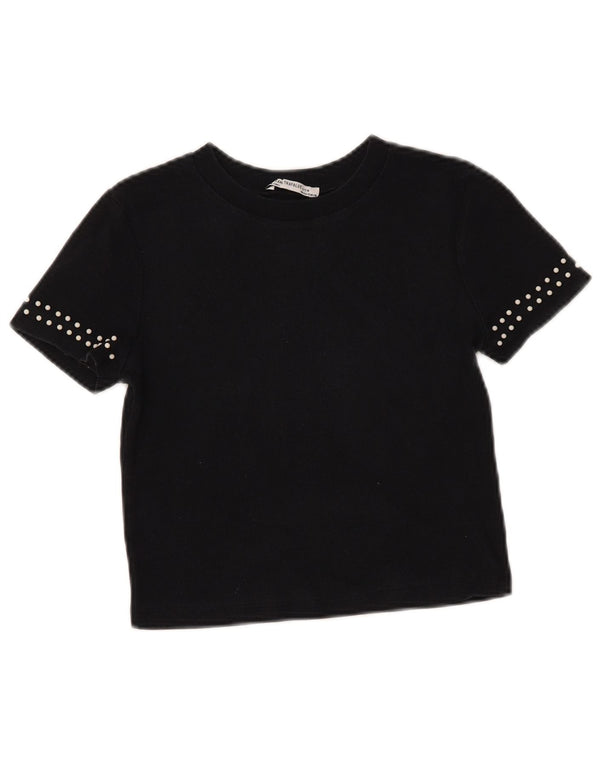 Zara Damen Crop T-Shirt Top UK 10 Small Schwarz