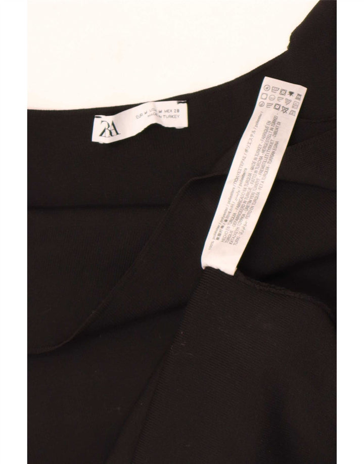 Zara Damen Pinafore-Kleid UK 12 Medium Schwarz Polyester