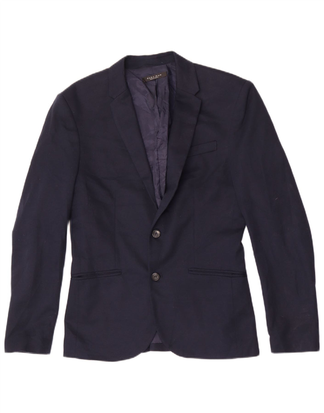 Zara Herren-Blazer mit 2 Knöpfen, UK 38, mittelmarineblau, Polyester
