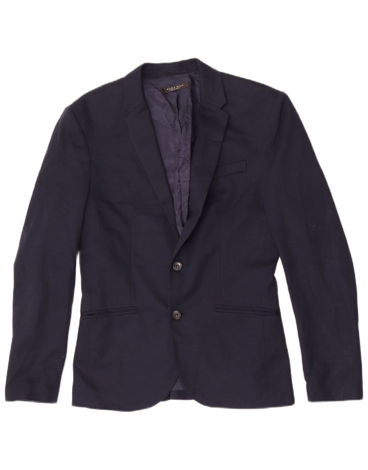 Zara Herren-Blazer mit 2 Knöpfen, UK 38, mittelmarineblau, Polyester