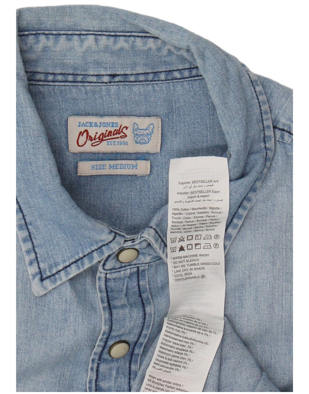Jack & Jones Herren-Jeanshemd aus mittelblauer Baumwolle