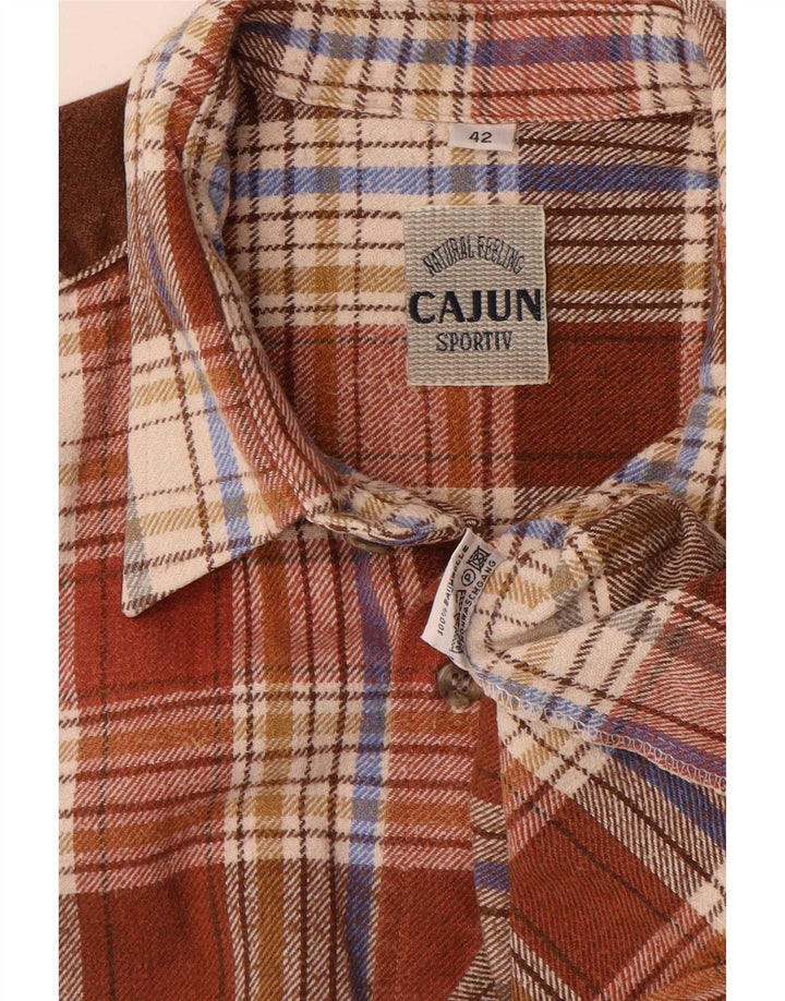 Cajun Herren-Flanellhemd, Größe 42, groß, braun kariert, Baumwolle