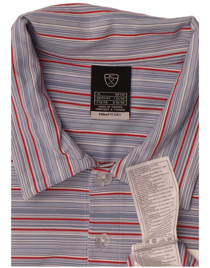 Nike Herren Poloshirt UK 45/47 XL Blau gestreift Polyester