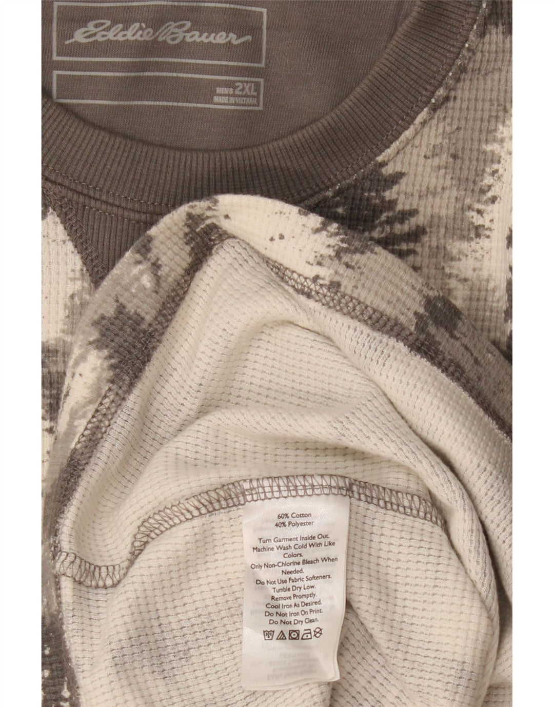 EDDIE BAUER Herren-Oberteil mit abstraktem Muster, langärmelig, 2XL, graue Baumwolle