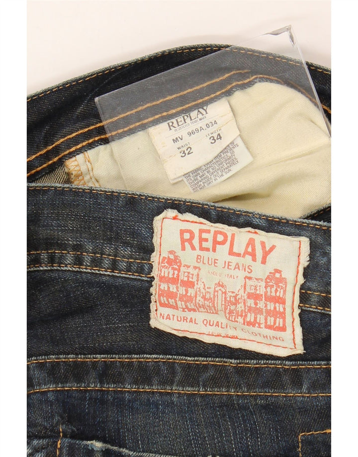 Replay Damen Straight Jeans W32 L29 Marineblau Baumwolle