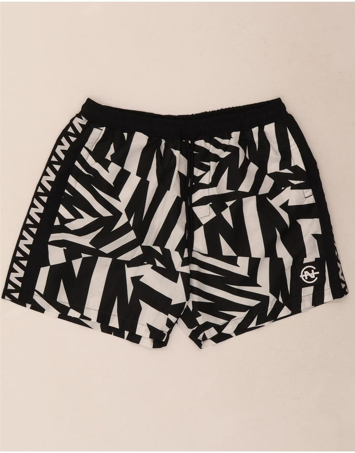 Nautica Herren-Badeshorts, groß, schwarz, geometrisch, Polyester