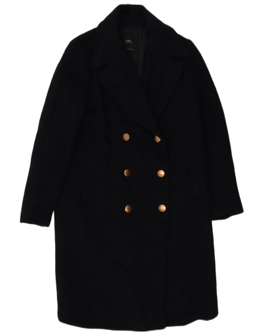 Zweireihiger Damenmantel von Zara, UK 14, mittleres Marineblau