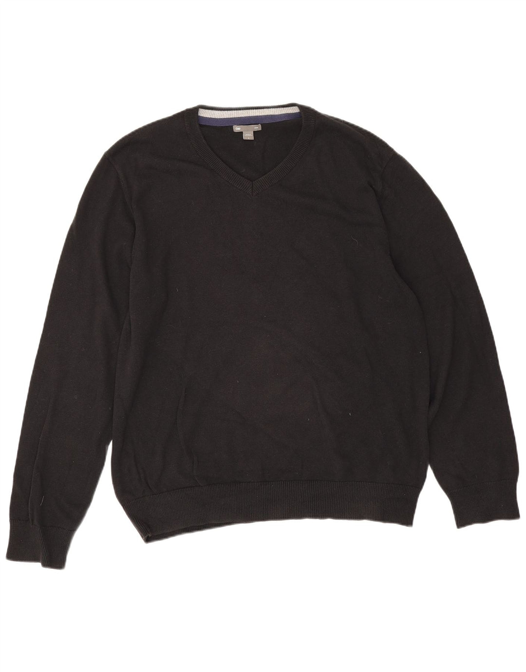 Gap Herren-Pullover mit V-Ausschnitt, groß, aus schwarzer Baumwolle