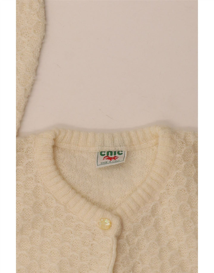 Vintage Damen Cardigan Pullover UK 10 Small Off White