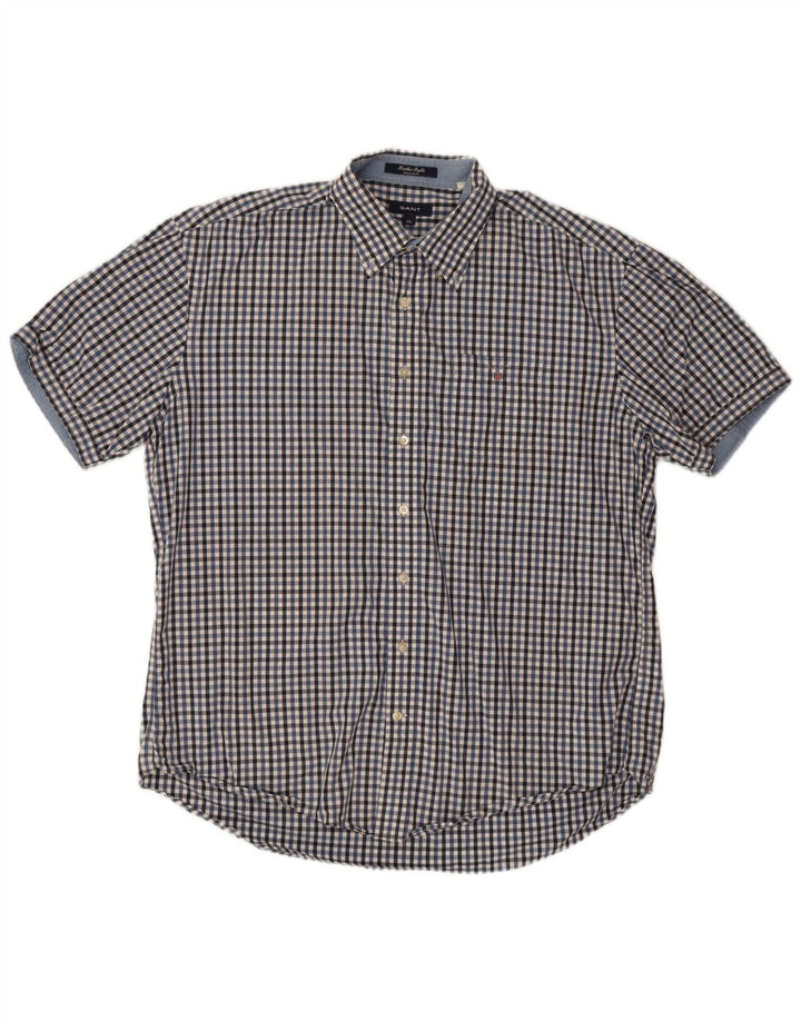 Gant Herren-Hemd, kurzärmelig, normale Passform, 2XL, mehrfarbig, Gingham-Baumwolle
